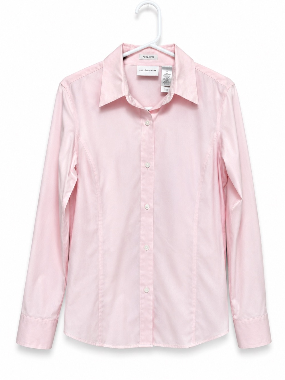 Liz Claiborne Pink Non-Iron Button-Up Dress Shirt | Women’s Size 8 | Long Sleeve